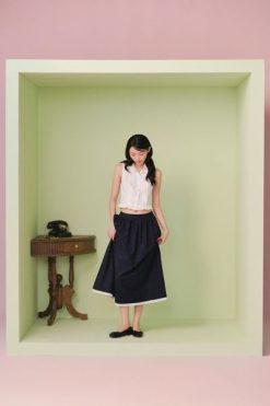 Áo kiểu thắt nơ White Cotton Bow Tie Ruched Sleeveless Top